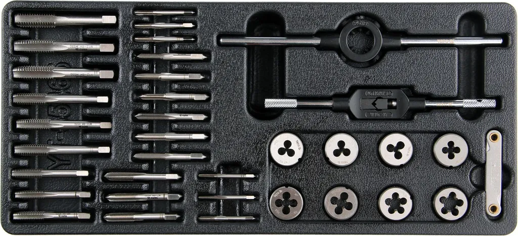 Jeu de tarauds et filières 35 pcs HCS - Coffret taraudage métrique complet