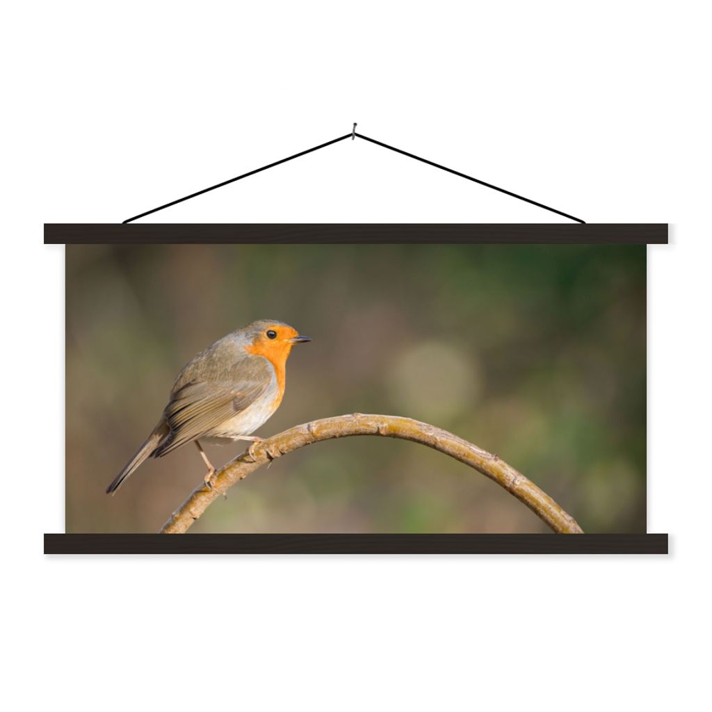 MuchoWow Textilposter Rotkehlchen - Vogel - Natur 60x30 cm mit schwarzem Rahmen - Textilien