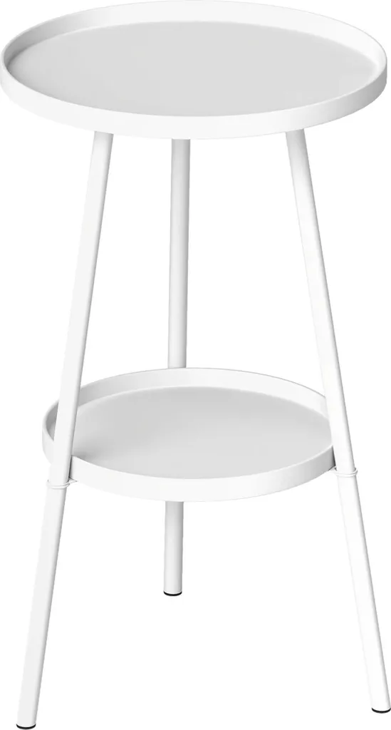 Table de balcon ronde blanche à 2 niveaux - Parfaite pour petit jardin