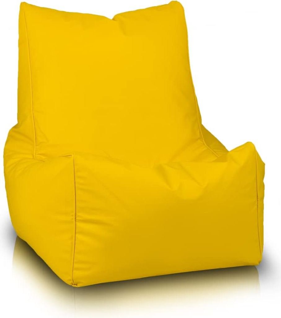 Ecopuf - Sitzsack Bean Bag, aus Kunstleder, 75 x 75 cm - Solid Zitronengelb E18