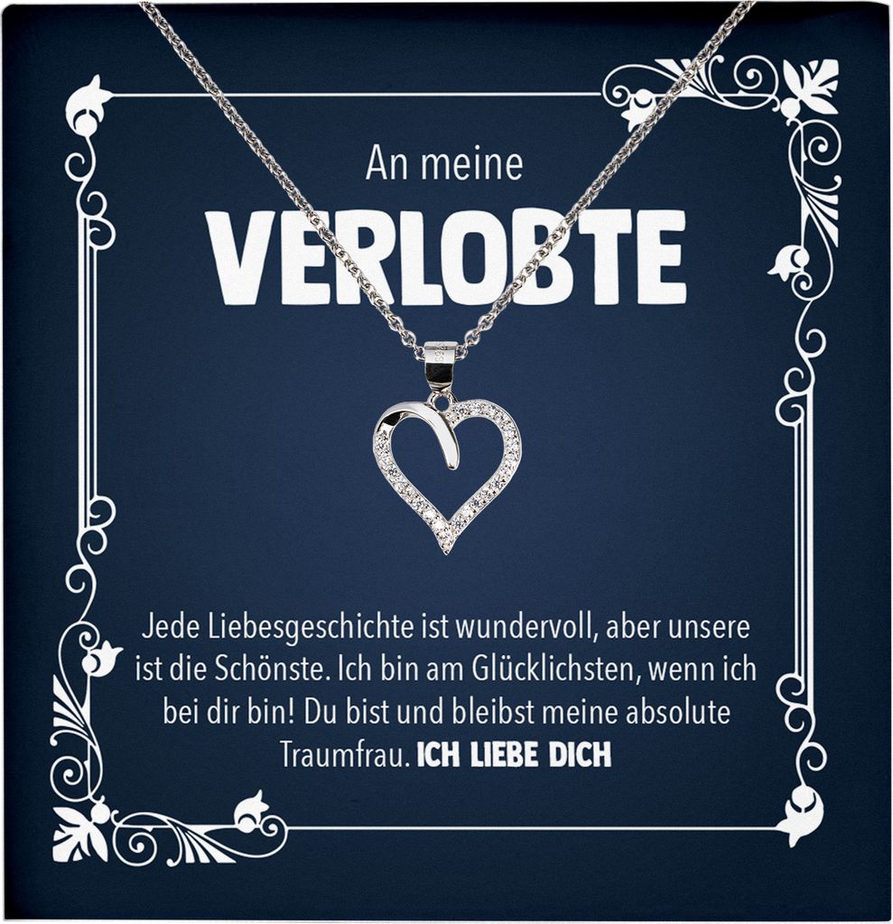 22Feels Echt Silber Halskette - Verlobte Geschenk Frauen Schmuck Set Verlobung Valentinstag Geburtstag Weihnachten - Herz Anhänger, Karte