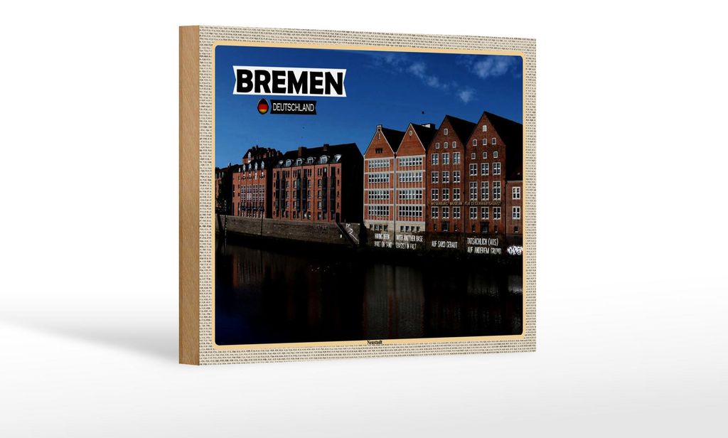 Holzschild Städte Bremen Deutschland Neustadt 18x12 cm Dekoration