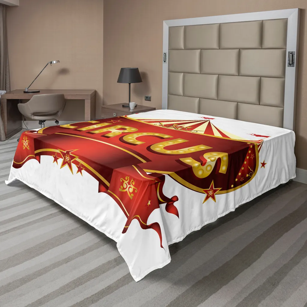 Drap de lit doux motif cirque rétro rouge et jaune - Confort Premium