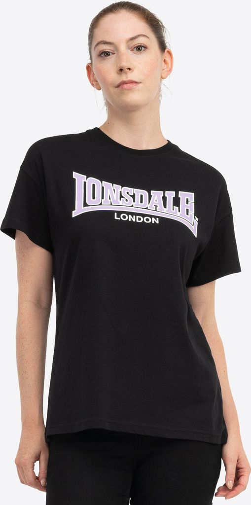 Frauen T-Shirt Oversize OUSDALE Black/Lilac/White XL Lonsdale