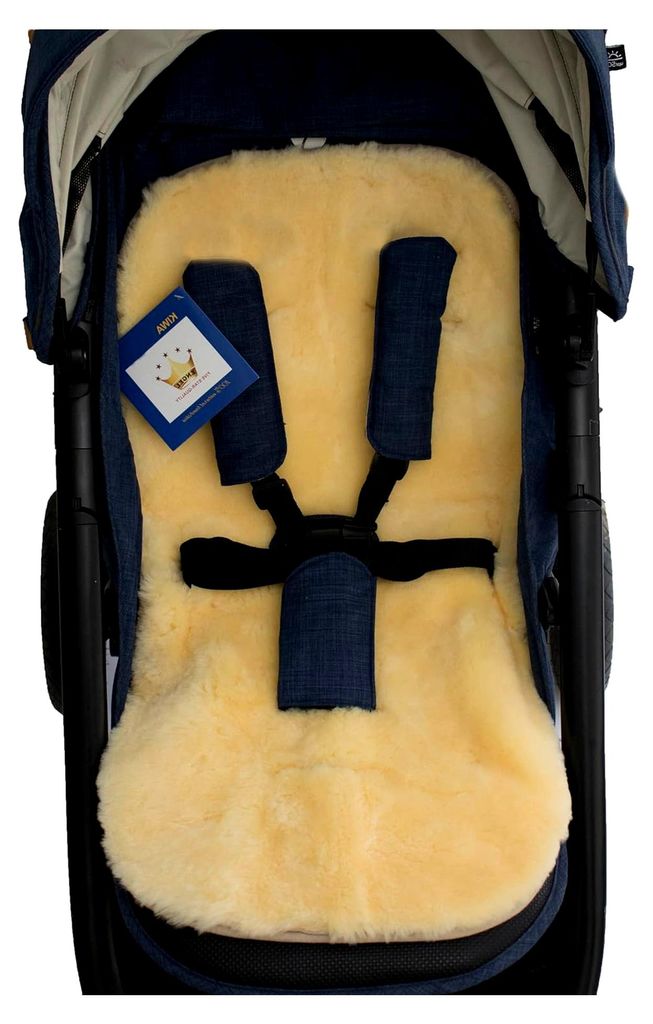 Echt Lammfell Einlage für Kinderwagen, Buggy und Babybett aus medizinisch gegerbtem Merino Schaffell
