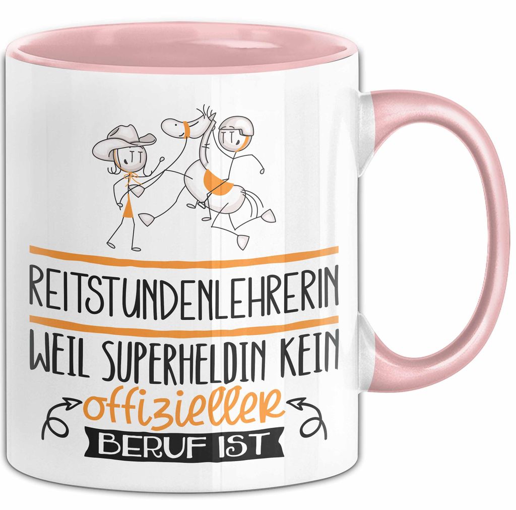 Reitstundenlehrerin Geschenk Tasse Lustiger Spruch Reitstundenlehrerin Weil Superheldin Kein Offizieller Beruf Ist Geschenkidee (Rosa)