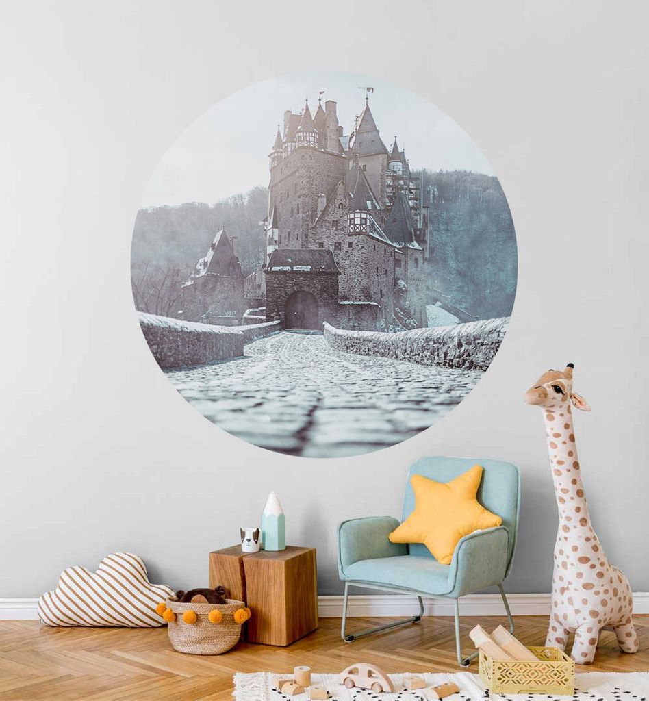 Fototapete Magisches Schloss rund, Material:Premium Vlies 150g/qm, Größe Tapete:195cm rund