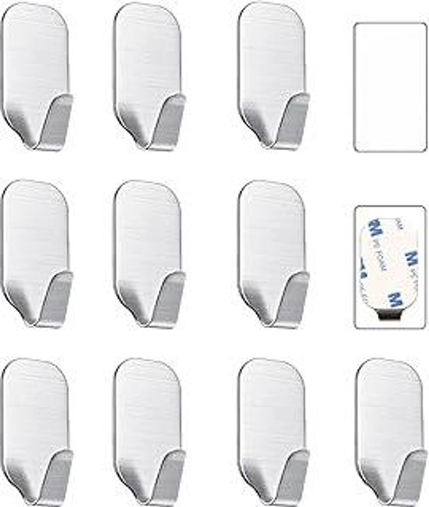 Kiemeu kleine Haken selbstklebend Edelstahl, Handtuchhaken ohne Bohren für Bad und Küche, starke Klebehaken für Wand