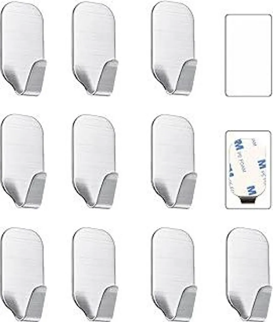 Kiemeu piccoli ganci autoadesivi in acciaio inossidabile, ganci per asciugamani senza fori per bagno e cucina, ganci adesivi resistenti per pareti