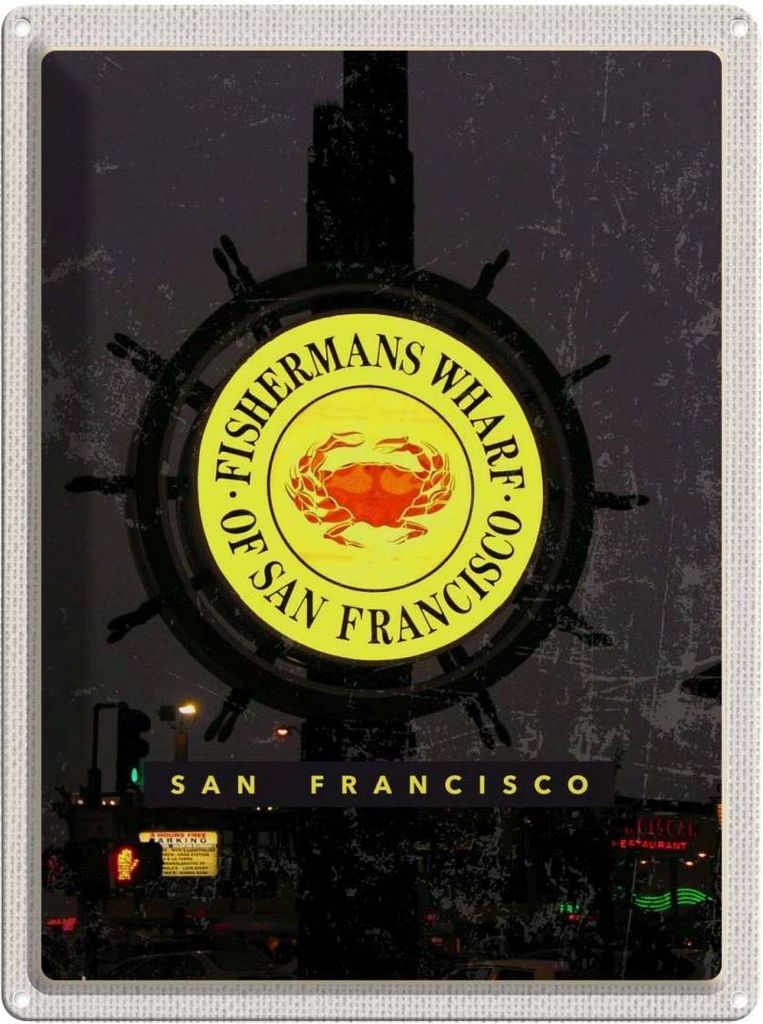 vianmo Blechschild 40x30 cm San Francisco USA Urlaub Fischermans Wharf Bildmotiv Reisemotiv Abenteuer Reisen Amerika