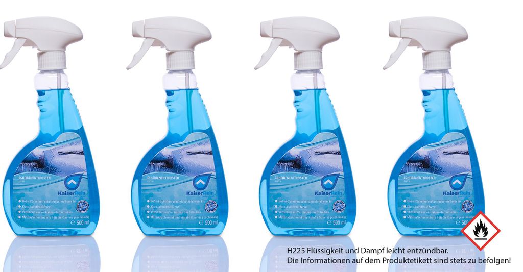 KaiserRein Scheibenentfroster 4 x 0,5L Scheibenenteiser Spray Verkratzen der Scheiben verhindert und damit die Verkehrssicherheit durch blendfreies...