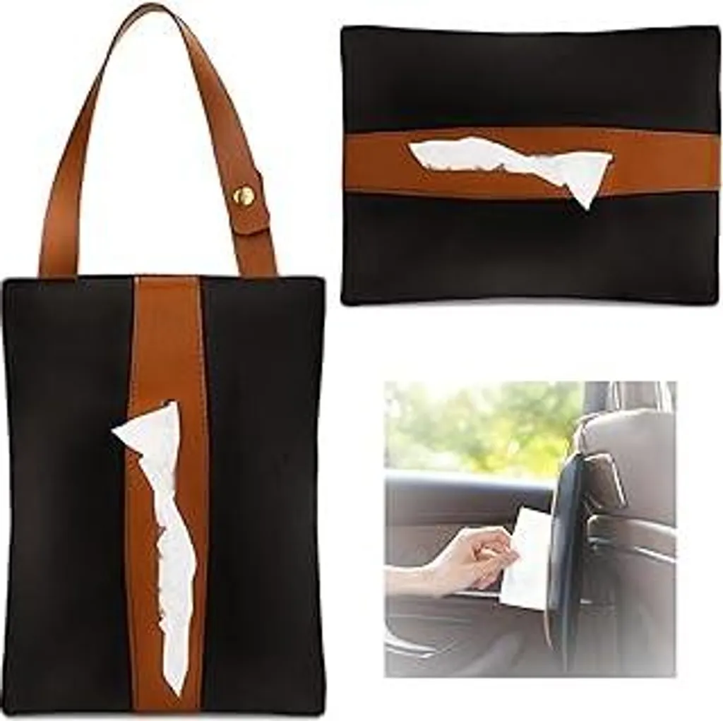 Porta Fazzoletti Auto in Pelle PU Premium - Set 2 Pezzi Universale