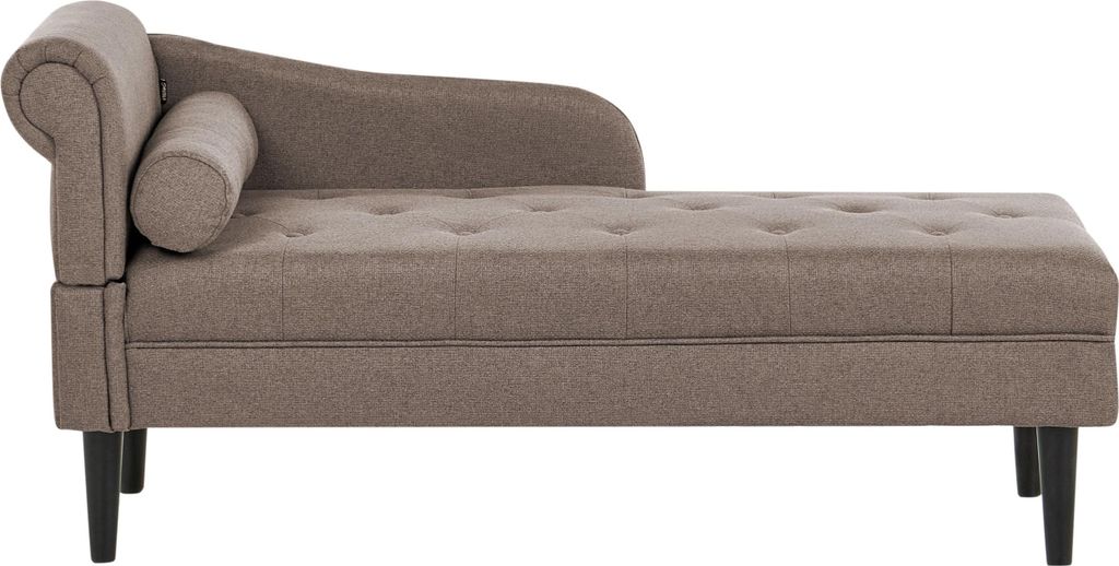 BELIANI Chaiselongue Links Taupe Stoff Gepolstert Gesteppt mit Kissen Holzbeinen Moderne Sofaliege Relaxliege Récamiere für Wohnzimmer Schlafzimmer