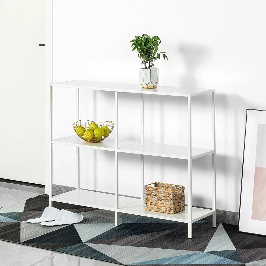 Console en métal blanc 100cm design minimaliste et structure robuste - 3