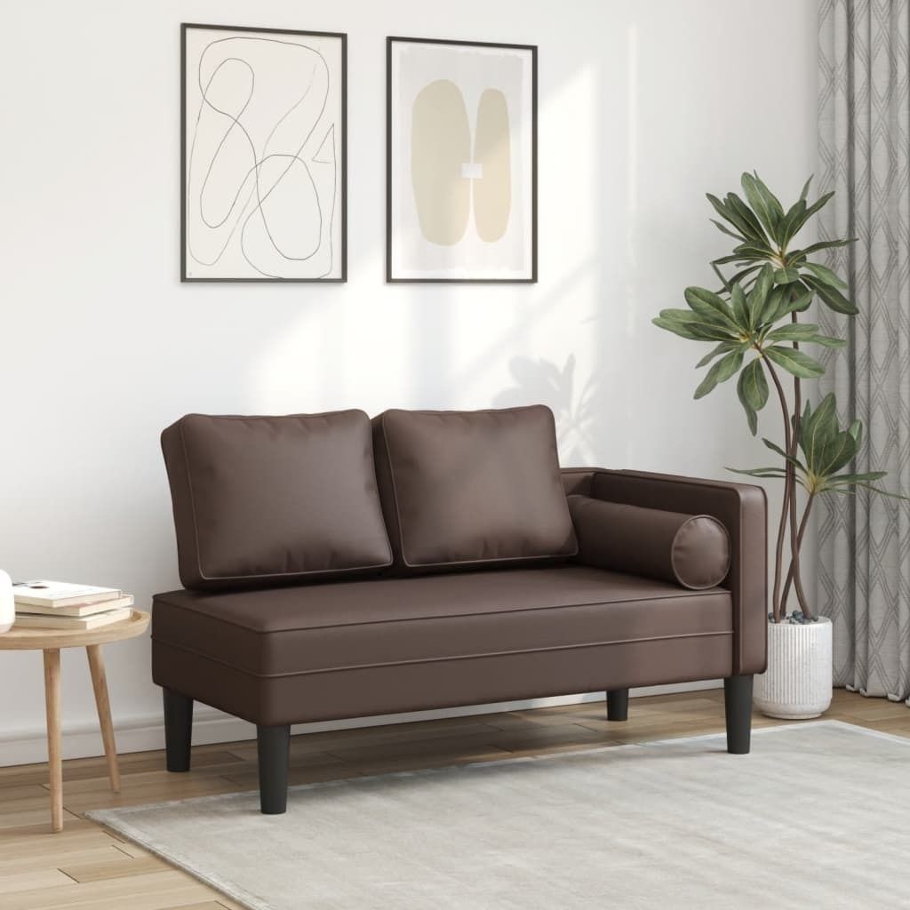 "2026 Promotion" Chaiselongue mit Kissen Braun Kunstleder - Recamieren C479
