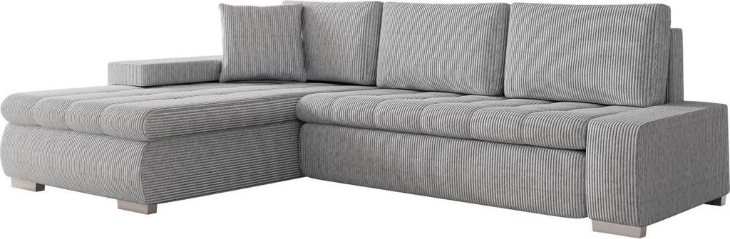 MIRJAN24 Ecksofa Orkan Mini Cord, Polsterecke mit Bettkasten und Schlaffunktion, Elegante Eckcouch (Farbe: Poso 110)