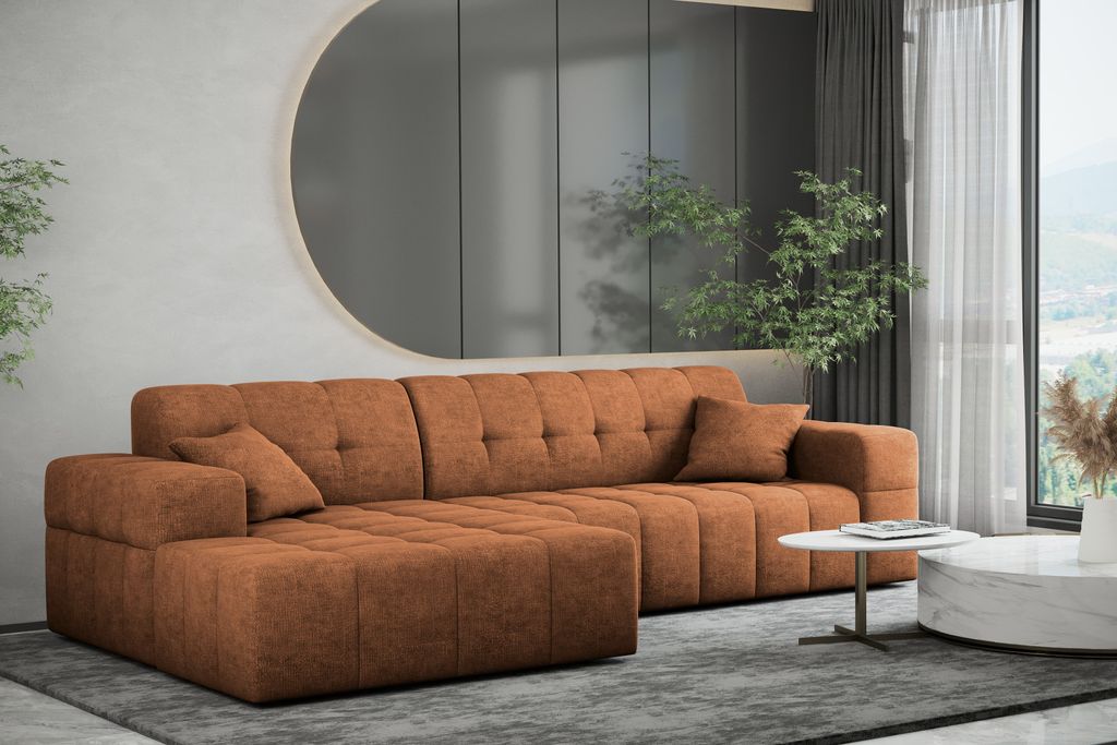 Kaiser Möbel Ecksofa Eckcouch L-Form Wohnzimmer NIMES stilvol viele farben Stoff Perfect Harmony Links Orange