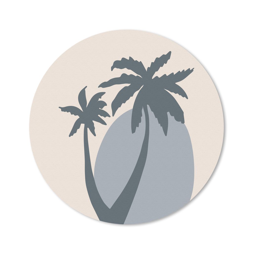 MuchoWow Mauspad Mousepad Palme - Pastell - Sonne - Blau 50x50 cm - Mousepads - Maus Mat - Pad - Mausunterlage - Vinyl