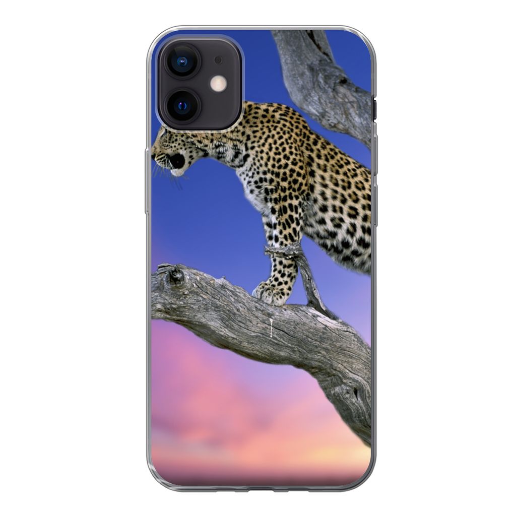 MuchoWow Handyhülle Schutzhülle Hülle für iPhone 12 mini Leopard - Baum - Zweig Silikon Softcase Handy Hülle - Bild