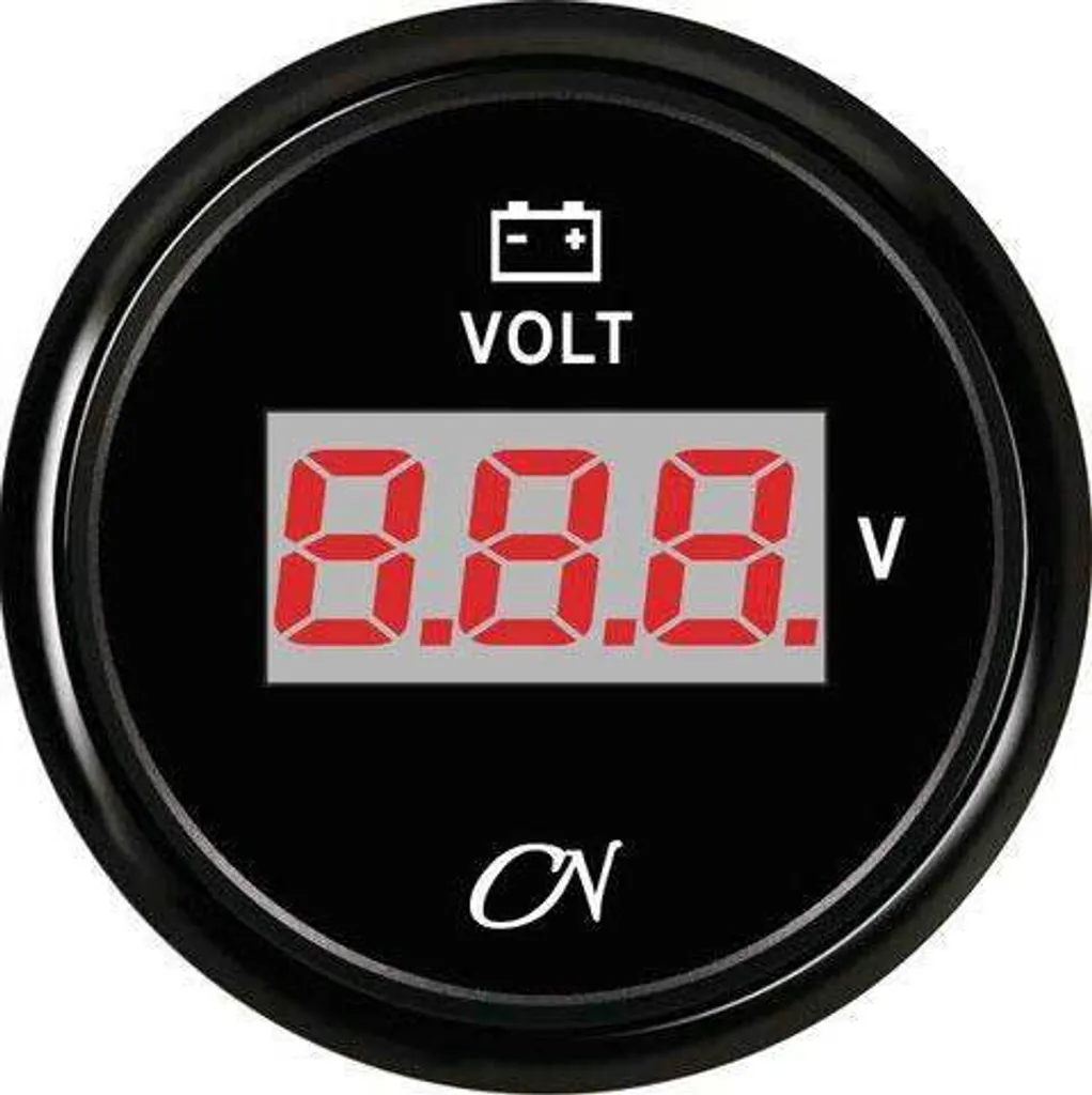 Indicateur de Tension Numérique Noir CN-Instrument pour Bateau et Auto