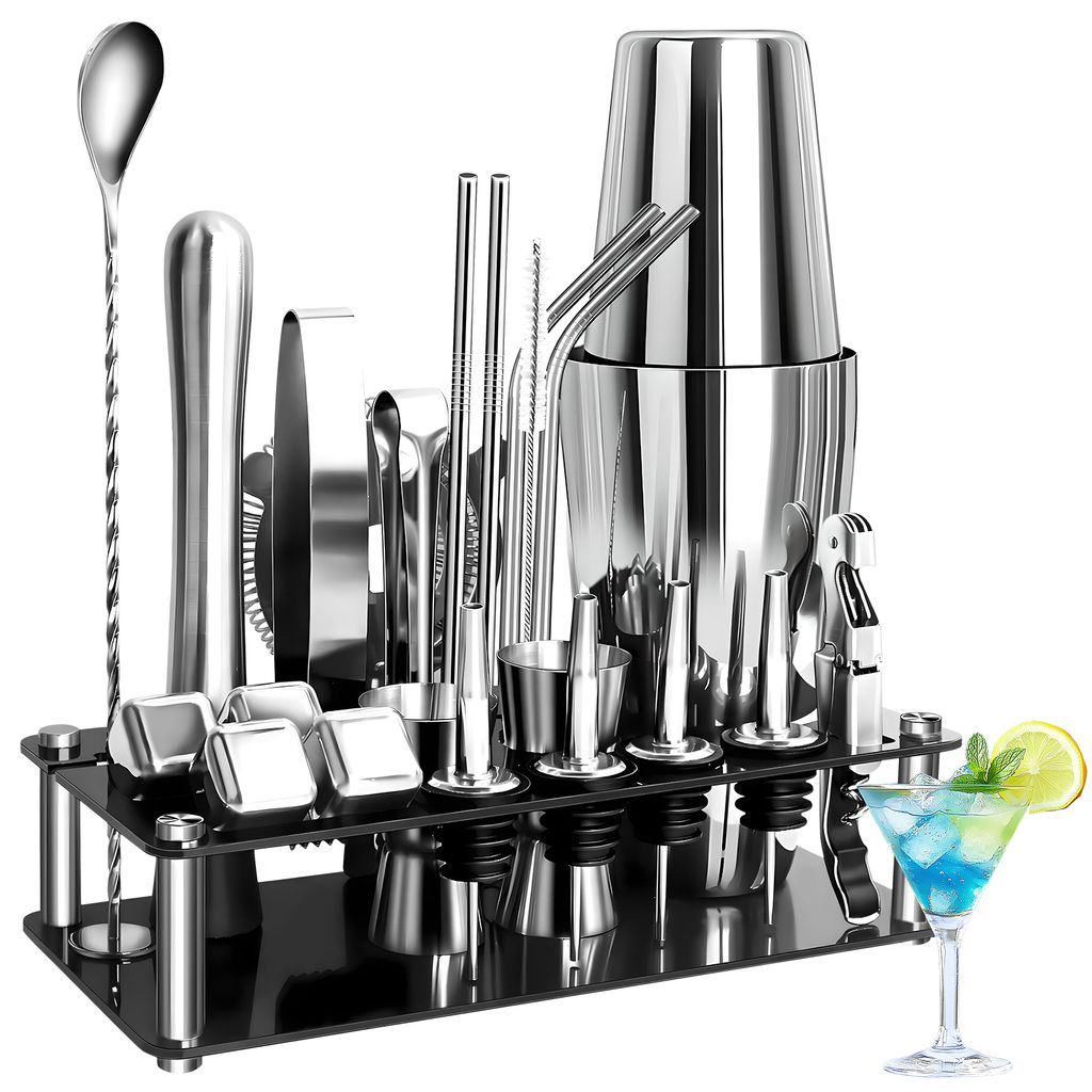 Cocktail Cocktail Mixer Set + Ständer Boston-Schüttler (600 ml / 700 ml) Enthält 23 Elemente