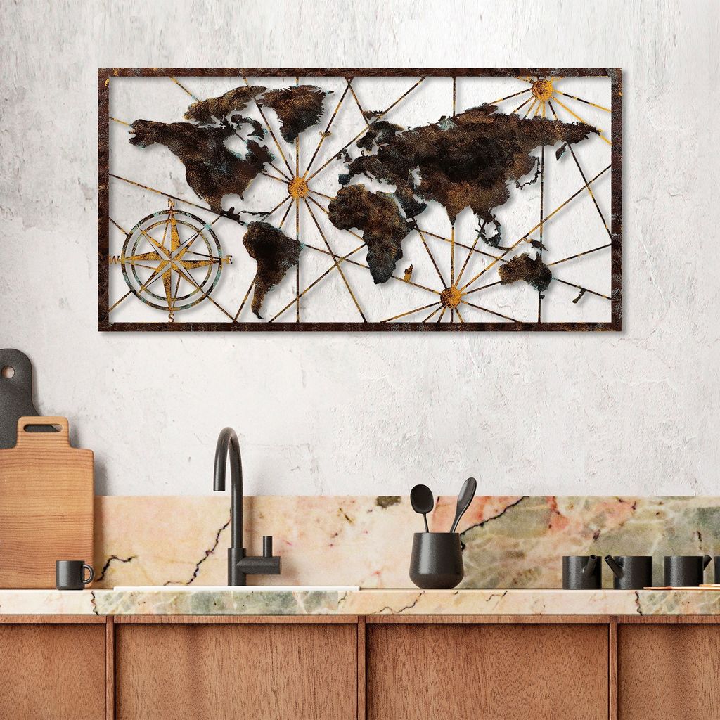 Wallity, Mappa del mondo grande - 1, Decorazione da parete, Immagine del prodotto 