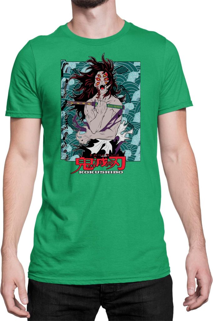 Herren T-Shirt Demon Anime Slayer Kimetsu No Yaiba Kokushibo 001, Man 3XL / Grün