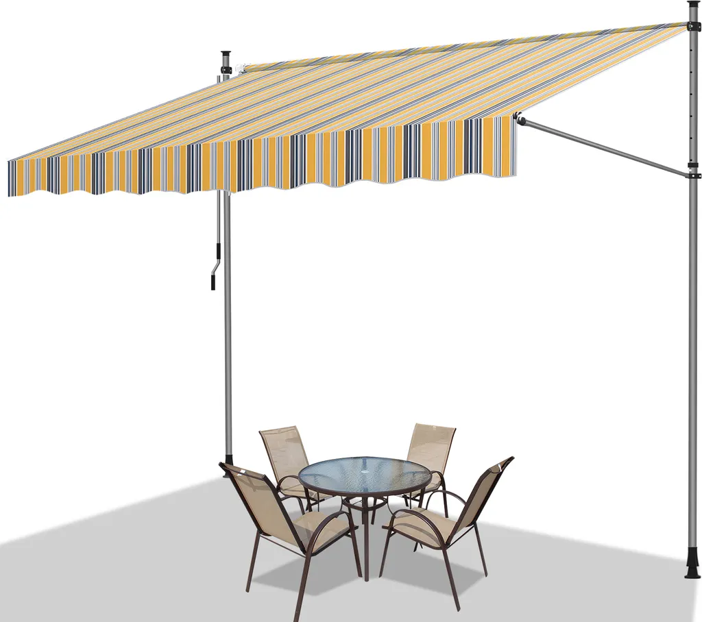 Tenda da Sole Clanmacy 350 cm - Design a Righe Giallo Blu per Esterni