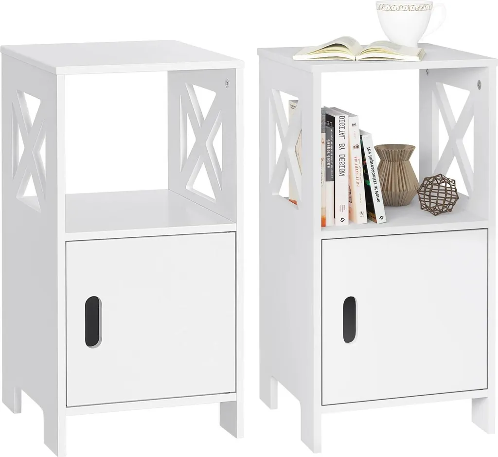Table de chevet gain de place lot de 2 blanche pour chambre étroite