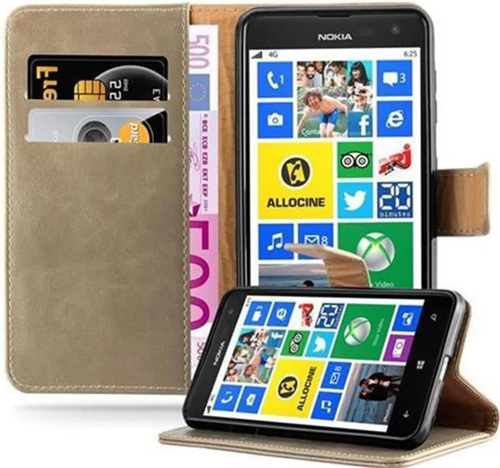 Custodia Protettiva Cadorabo Nokia Lumia 625 - Cover Marrone Libro