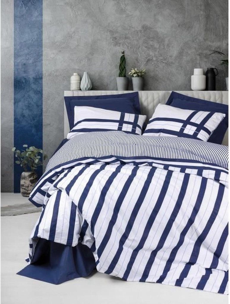 L'Essentiel Linge de Maison, Nifty - Dark Blue, Dunkelblau, Ranforce King-Size-Bettbezug-Set (FR), 100 % BAUMWOLLE RANFORCE, 240 x 220 cm