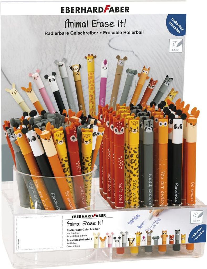 EBERHARD FABER Gelschreiber Animal Erase it! 72er Display Produktbild 
