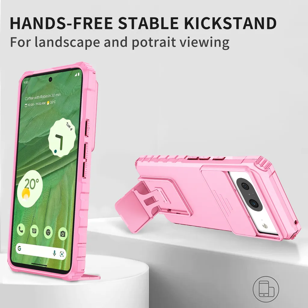 Custodia Rosa Google Pixel 8 Antiurto Elegante con Kickstand - 7