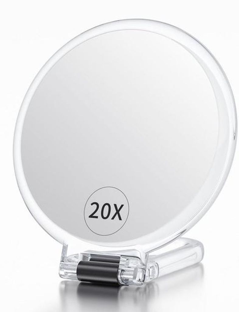 Doppelseitige Vergrößerungshandspiegel mit Standard - 20X/1X Make-up Spiegel für tragbares Gebrauch
