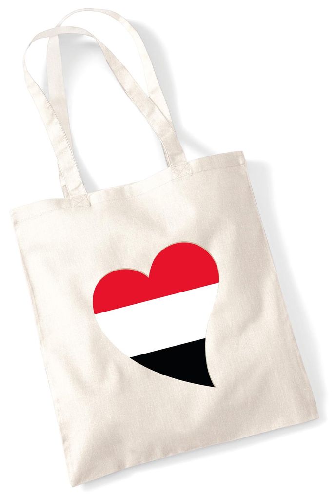 Huuraa Jutebeutel Jemen Flagge Herz 10 Liter Natural Baumwolle Tasche Geschenkidee