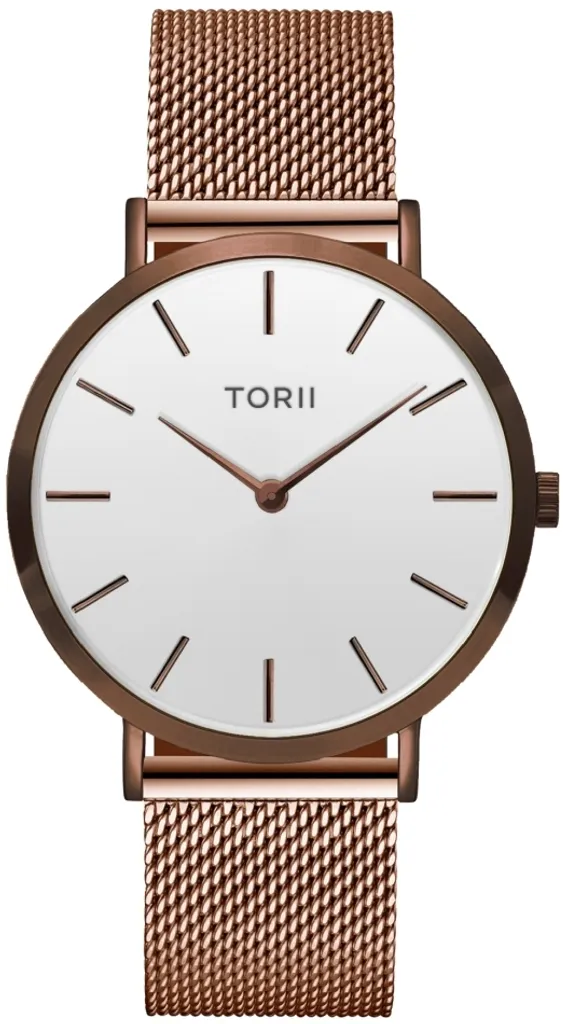 Montre Rose Gold TORII D38RM.WD Design Épuré et Cadran Minimaliste Blanc