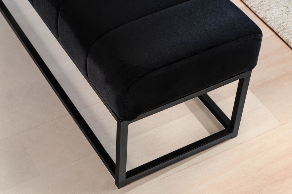 Eleganz Sitzbank 70cm Samt Schwarz - Moderne Bank Für Wohnzimmer & Flur