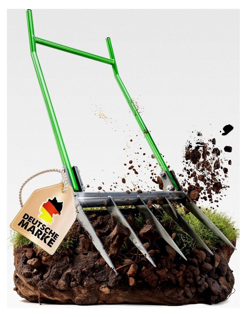 Grabegabel | 50 cm Breite | Mit Trittbügel für optimale Hebelwirkung | Gartengabel