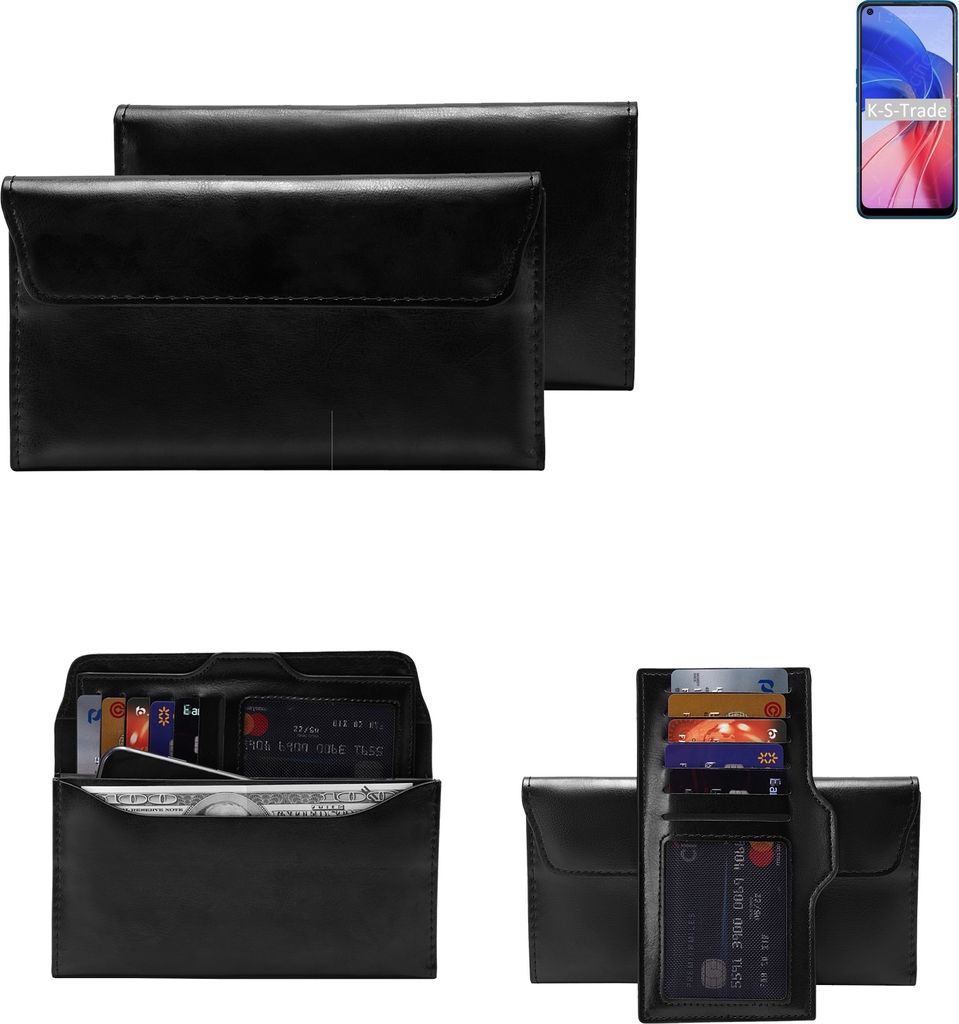 K-S-Trade Handy Hülle kompatibel mit Oppo A55 4G Schutz Hülle Tasche Schutz Case Handytasche Kunstleder schwarz, 1x