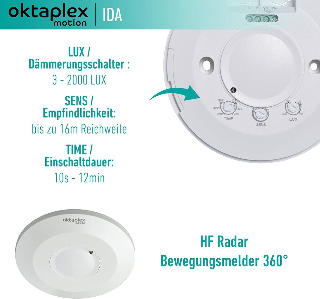 Oktaplex Bewegungsmelder HF-Sensor 360° Radar | Kaufland.de