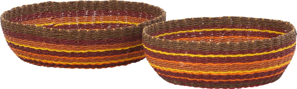 Bols décoratifs J-Line rayés terracotta : l'alternative légère et chic