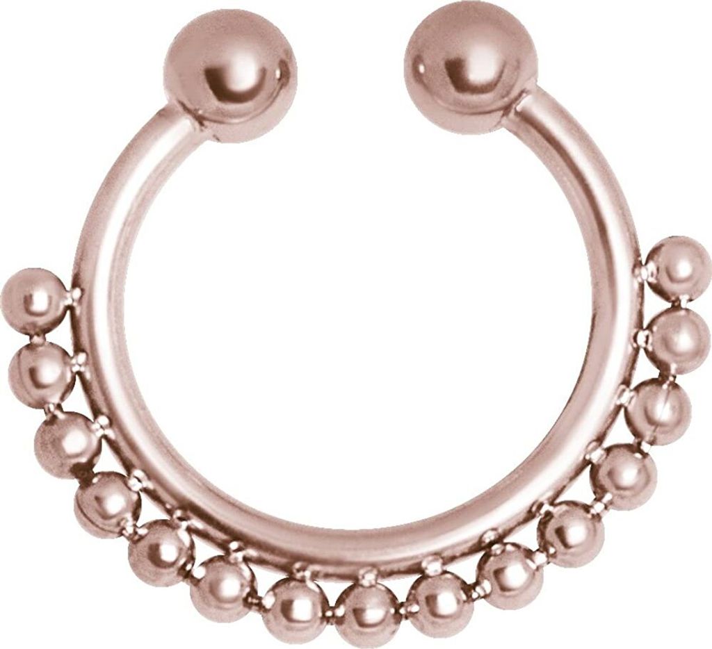 Karisma Rosé Gold Fake Shiny Septum Clicker Nasenpiercing Piercing-Ring mit Kugeln Edelstahl 316L