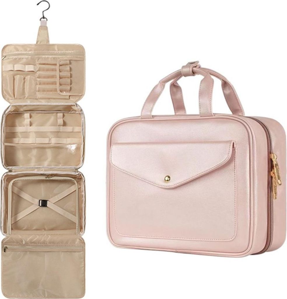 INF Faltbare Hänge-Reise Kulturtasche - Klein, Wasserdicht & Groß Rosa