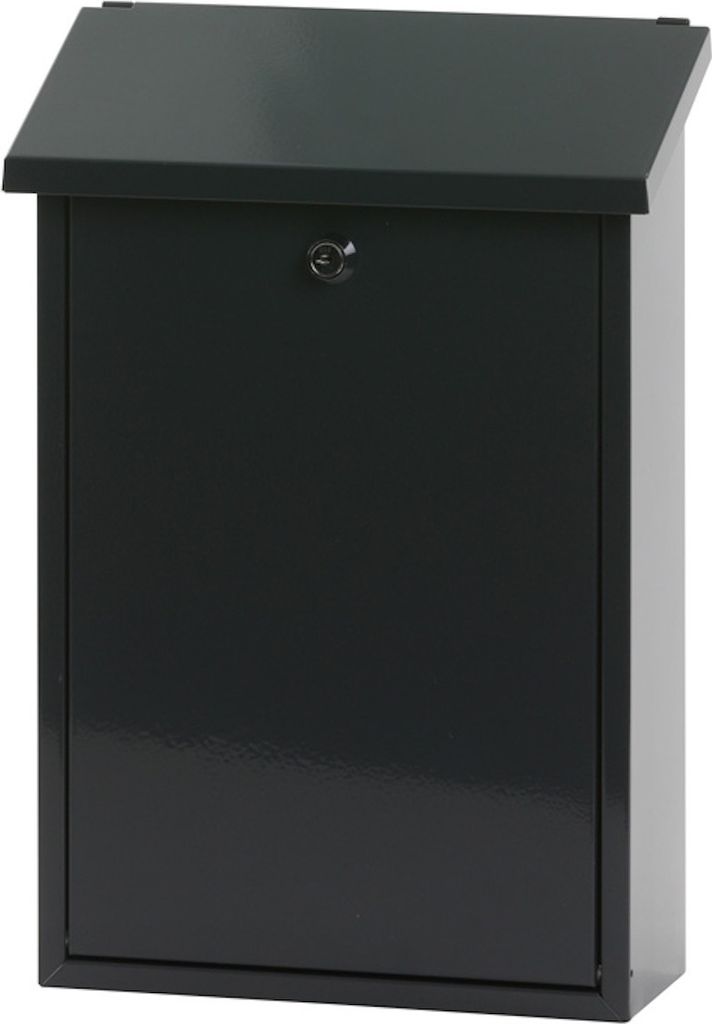 Wandbriefkasten Toledon mit Schrägdach & Zylinderschloß | HxBxT 40x27x12cm | Einwurföffnung 25x4cm | Anthrazit
