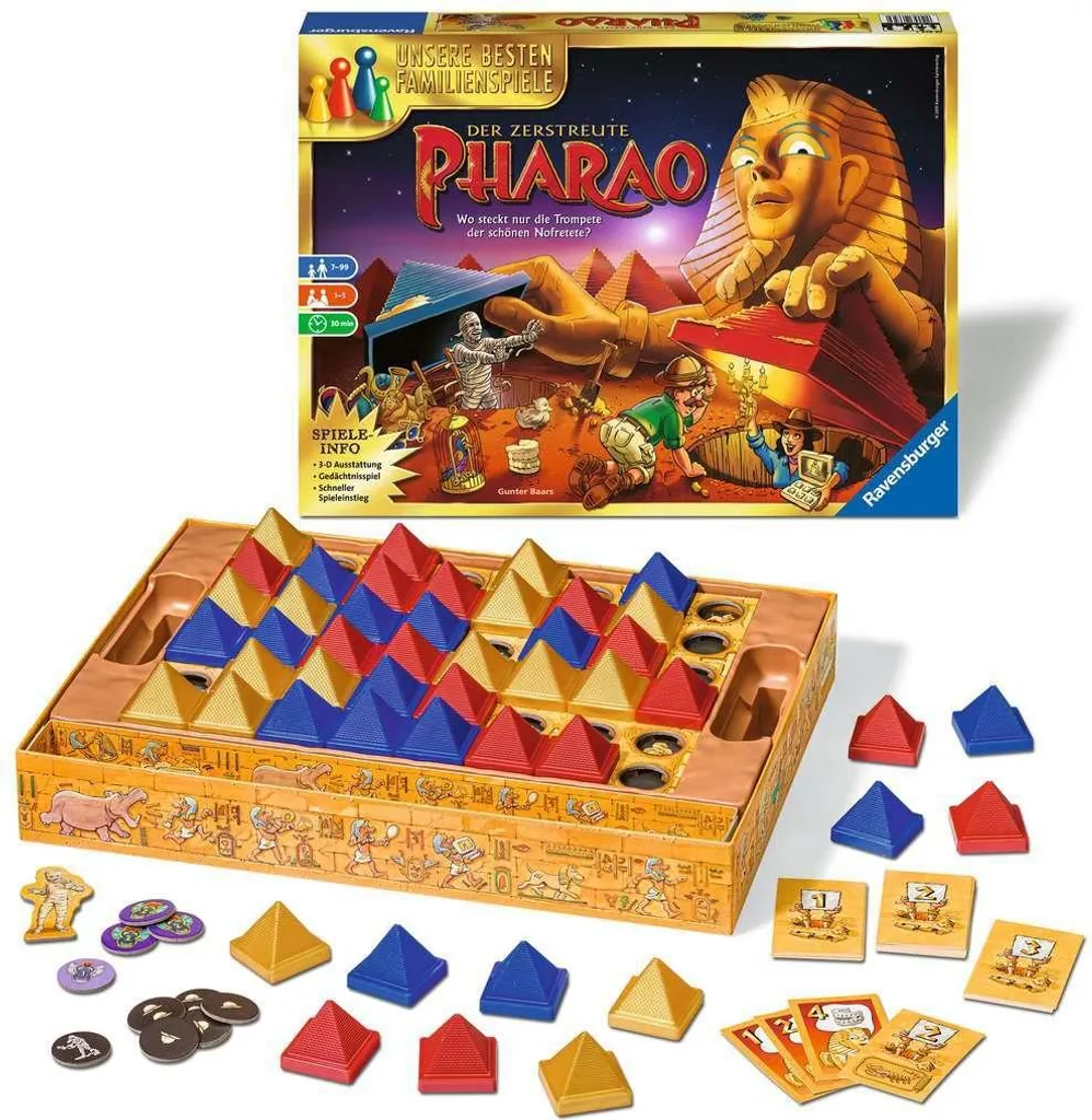 Le pharaon distrait : jeu de plateau avec figurines et pyramides 3D - 5