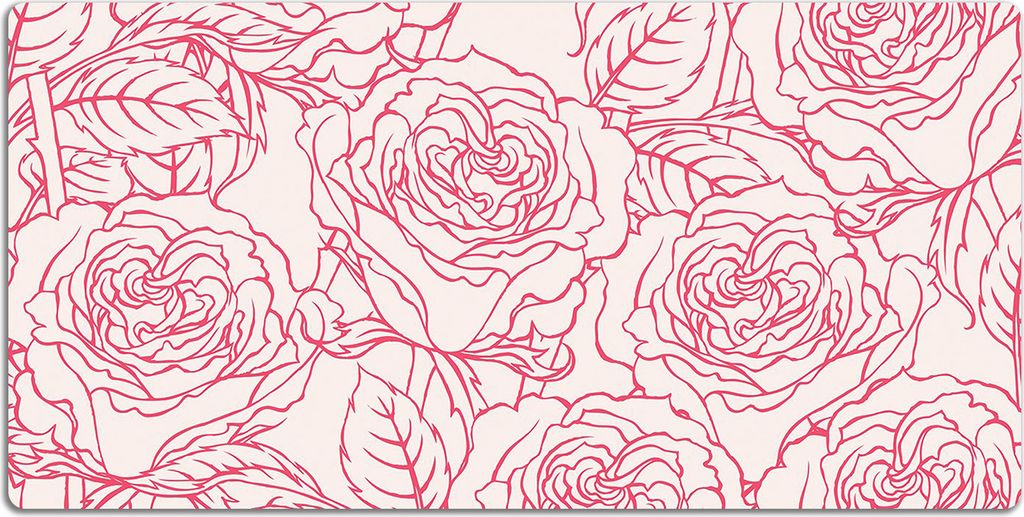 Schreibtischmatte Tischunterlage 90x45 cm Mauspad - Rosen Doodle.