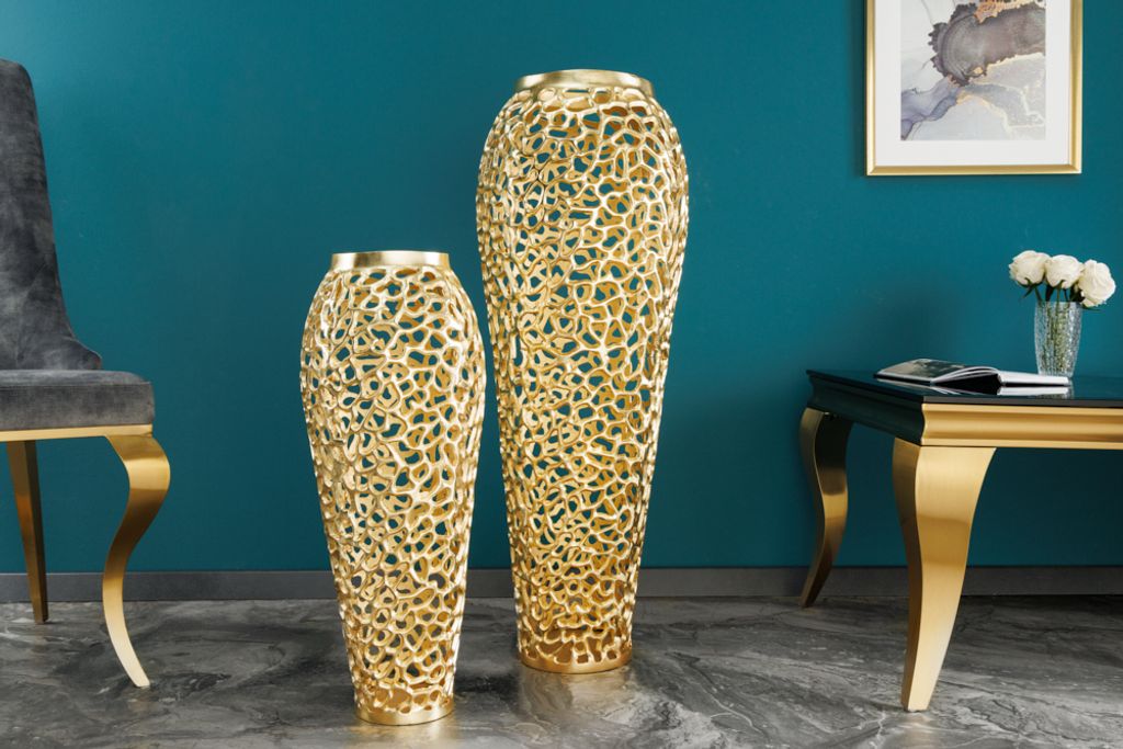 Filigrane Vase ABSTRACT LEAF gold 65cm Produktbild 5