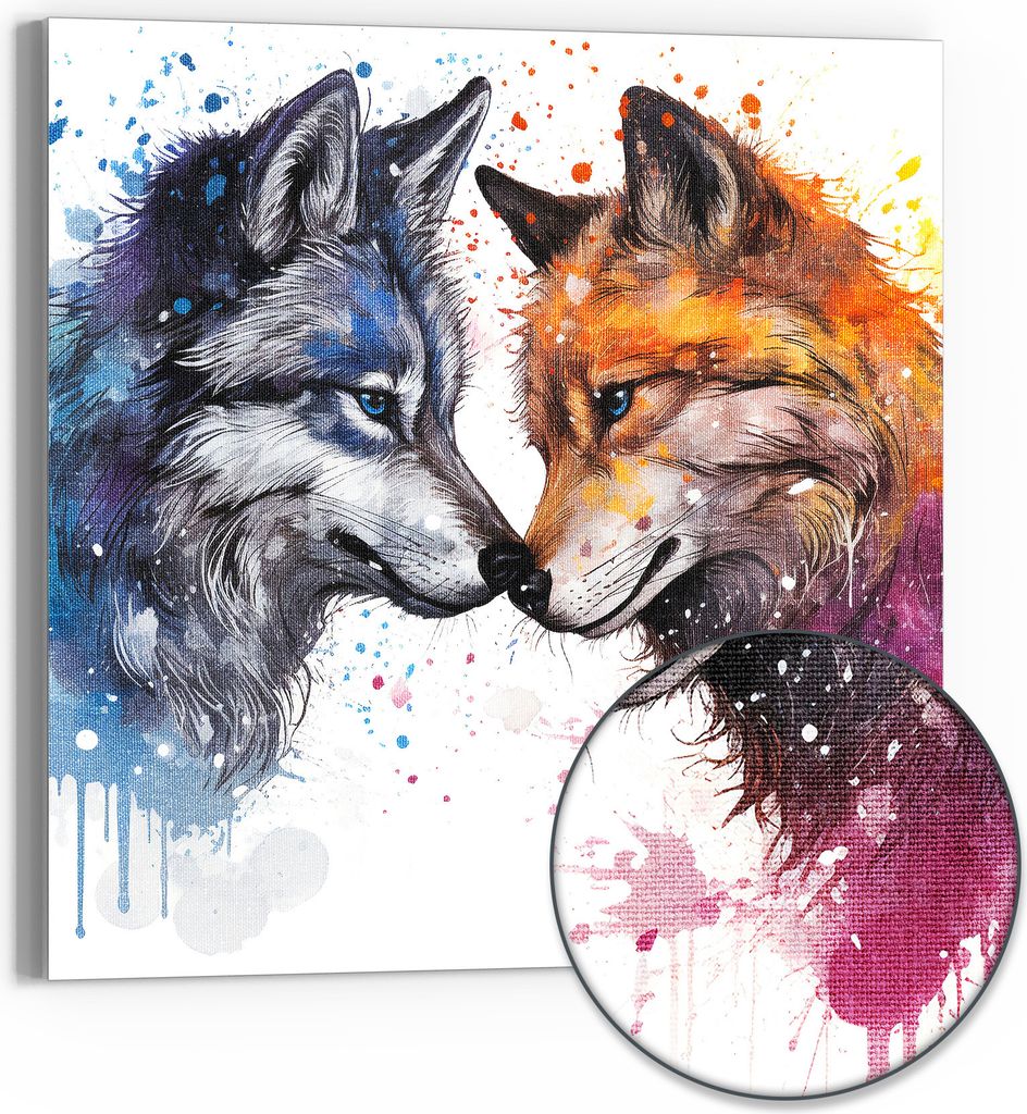 DEQORI Hybrid Leinwand Bild 50x50 cm 'Symmetrie der Wildnis' Wandbild Glas flach modern