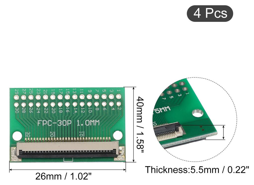 4 Stš¹ck FPC FFC PCB Platine 30P 0.5mm am Sockel Seite Rš¹ckseite 1.0mm bis DIP 2.54mm fš¹r LCD 3D Drucker Kamera DVD TV