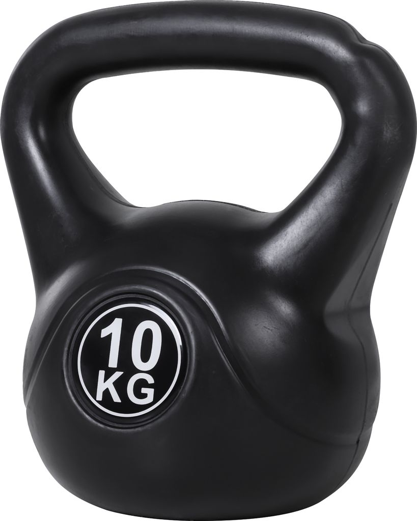 HOMCOM 10 kg Kettlebell Fitness Kettlebell gefüllt mit Sand mit breitem rutschfestem Griff für Übungen und Training zu Hause und im Fitnessstudi...